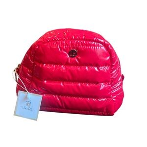 Vibrant Red Quilted Cosmetic Bag